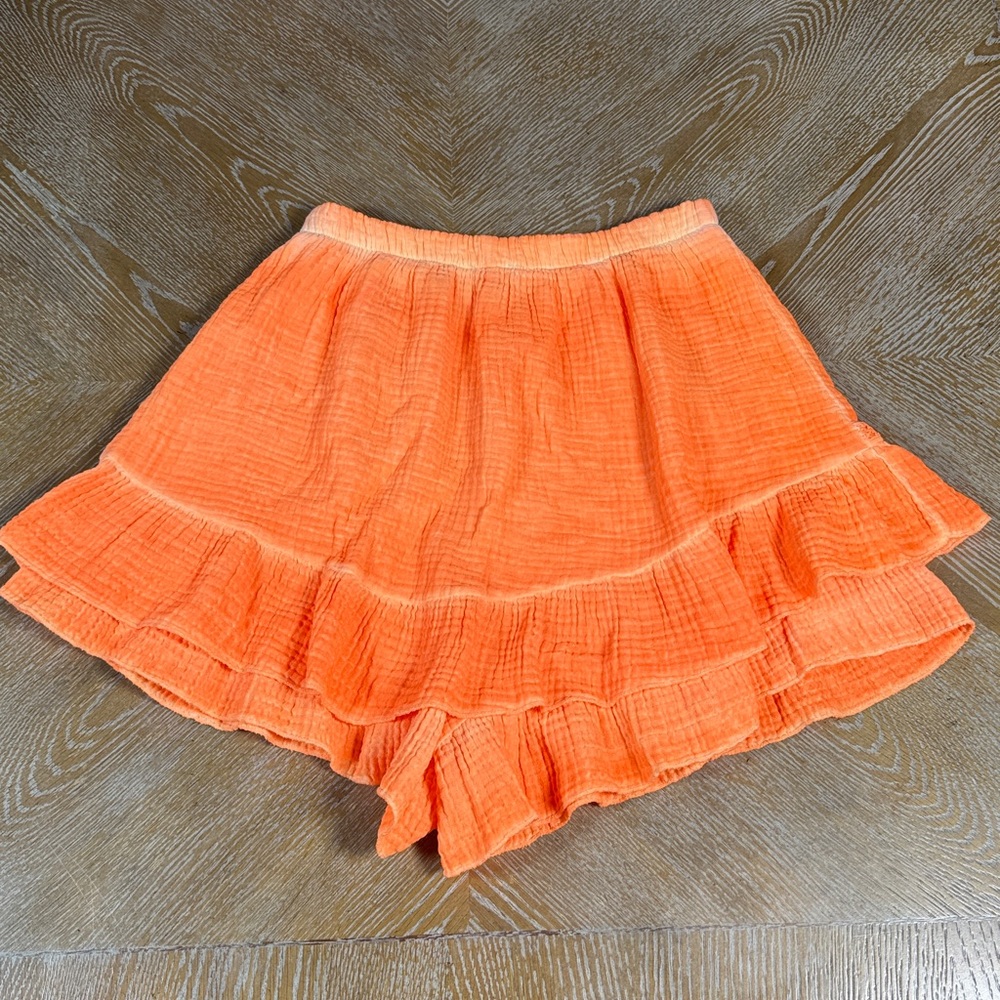 MICHAEL JOHN Women's Ruffled Tie-Dye Orange Shorts M - Picture 8 of 8